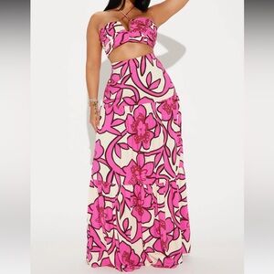 Tropical Pink and Cream Skirt Set
